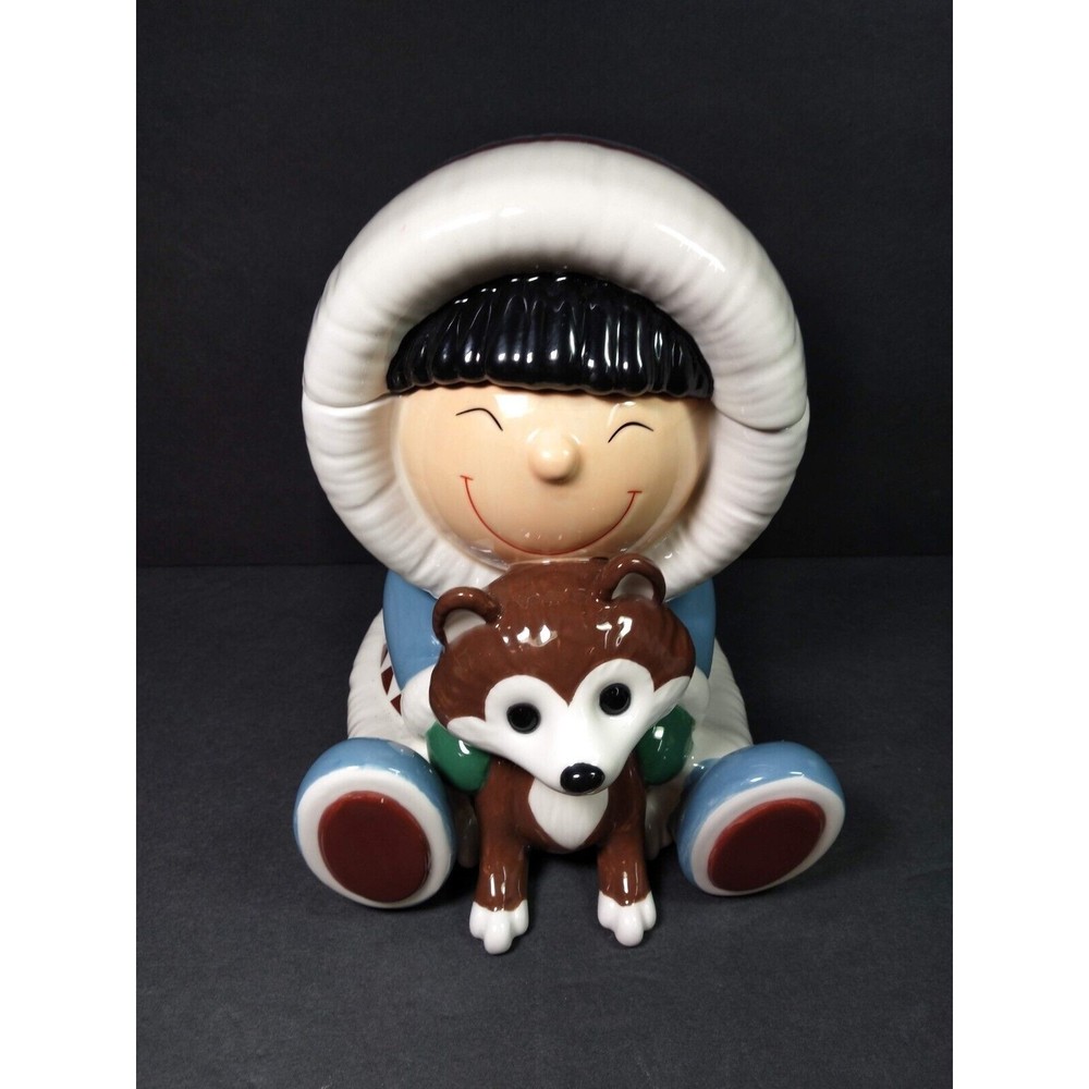 Hallmark Frosty Friends Cookie Treat Jar Container Siberian Husky Dog Retired 7"
